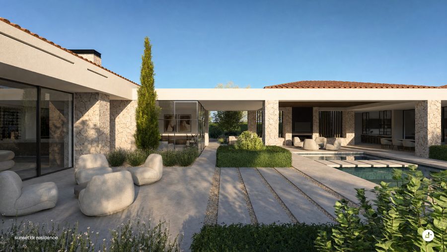 Garden terrace · designtank schematic design rendering, September 2026