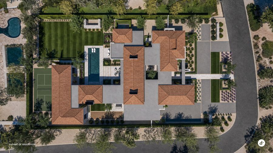 Site plan, rendered · designtank schematic design rendering, September 2026