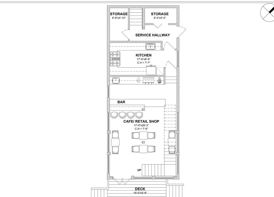 Carriage house: bar and café level · in-house studio design proposal, 31 July 2026