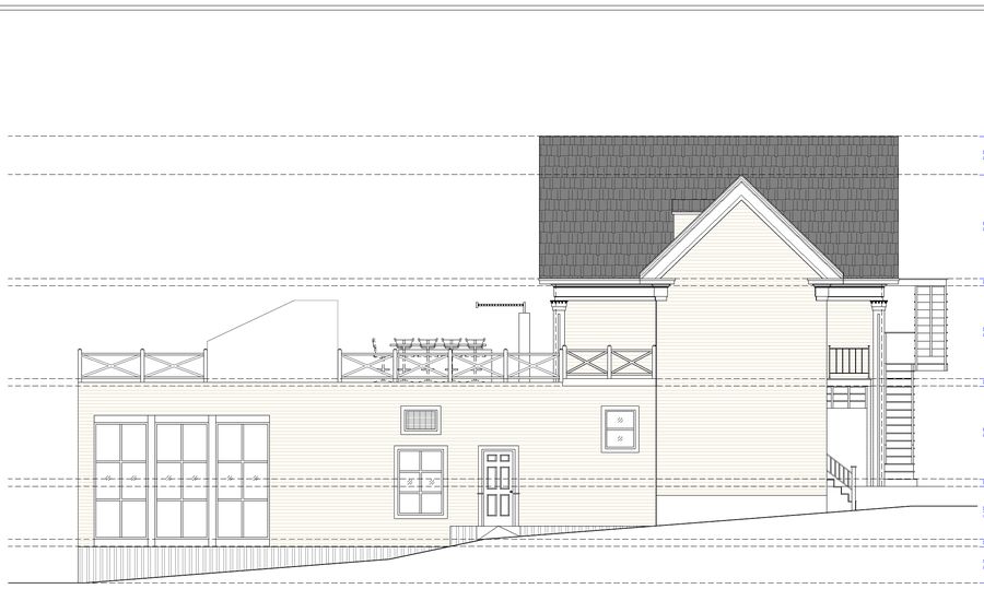 Proposed north-east elevation · in-house studio design proposal, 31 July 2026
