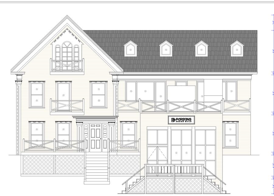 Proposed south-east elevation, in-house studio drawing