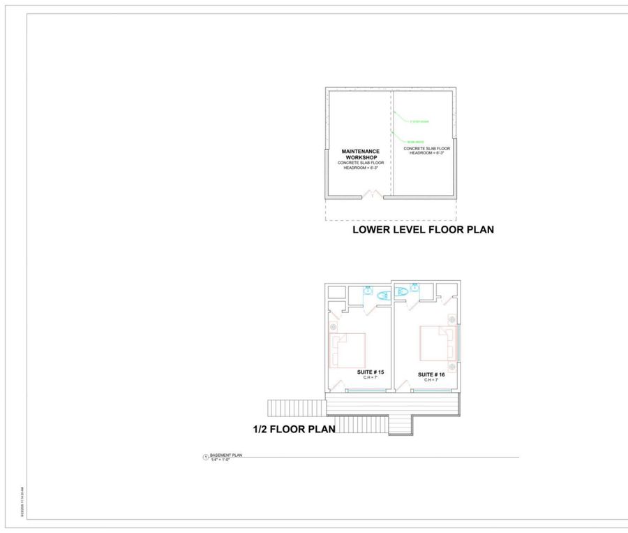 Existing lower level and half floor · existing conditions, Woodhull workshop set, 29 September 2026