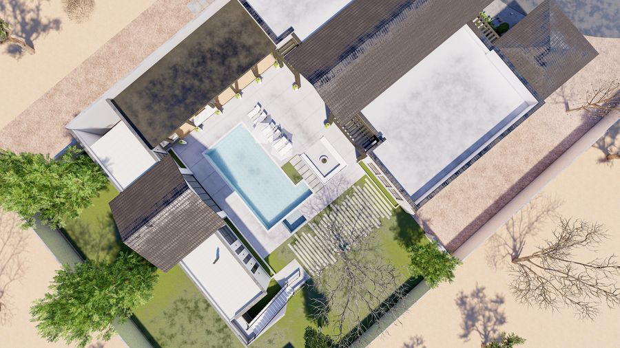 The estate from above, rendering