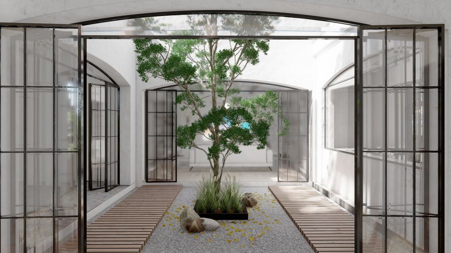 Courtyard · rendering, Parsons Design Build studio, 2026